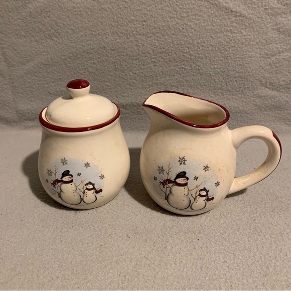 6 Piece Stoneware Set By Royal Season Christmas Table Top Set Snowman Open Box - Picture 3 of 5